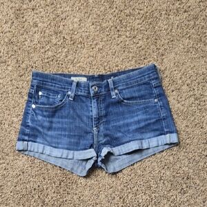 Ag Adriano Goldschmied Blue Jean Shorts Cuffed Hem
